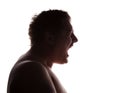 Man portrait silhouette profile screaming