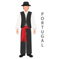 A man in a Portuguese national traditional costume. Culture and traditions of Portugal. Illustration