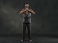 3d Render: a man pose an action with China martial Arts Styles, Kung Fu Royalty Free Stock Photo