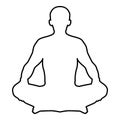 Man in pose lotus Yoga pose Meditation position silhouette Asana icon black color illustration outline Royalty Free Stock Photo