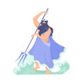 Man Poseidon Ancient Greek God and Deity with Trident as Figure from Mythology Vector Illustration Royalty Free Stock Photo