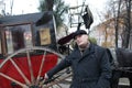 Man posing on brougham background Royalty Free Stock Photo