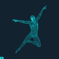 Man is posing and dancing. Silhouette of a dancer. 3d model of man. Human body. Sport symbol. Design element.