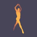 Man is Posing and Dancing. Silhouette of a Dancer. A Dancer Performs Acrobatic Elements. 3D Model of Man. Human Body. Sport Symbol