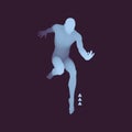 Man is Posing and Dancing. Silhouette of a Dancer. A Dancer Performs Acrobatic Elements. Sports Concept. 3D Model of Man. Human