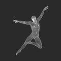 Man is Posing and Dancing. Silhouette of a Dancer. A Dancer Performs Acrobatic Elements. Sports ÃÂ¡oncept. 3D Model of Man. Human