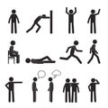 Man posture pictogram icons set. Human body action Royalty Free Stock Photo