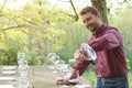 Man pour red wine Royalty Free Stock Photo