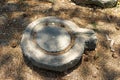 Man-power millstone from prehistoric era use in traditional Korean culture found in the prehistorical excavation site in Gimhae,