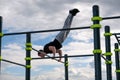 Man practice street workout