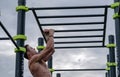 Man practice street workout