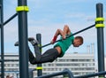 Man practice street workout