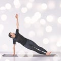 Man practice yoga. Pilates training at home. Dancer workout Royalty Free Stock Photo