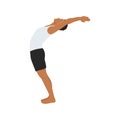 Man practices yoga in the raised arms pose. Healthy lifestyle