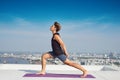 Man practicing advanced yoga. A series of yoga poses. lifestyle concept Royalty Free Stock Photo