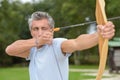 man practicing archery Royalty Free Stock Photo