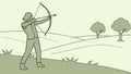 Man practicing archery outdoors, precision and concentration sport vector design Generative AI Royalty Free Stock Photo
