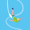 man practicing bungee jumping sport extreme