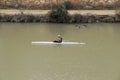 Man practicing canoeing in the Segura River