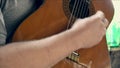 Man practicing guitar with slow motion shoot music musician classic