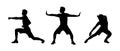 Man practicing tai chi silhouettes set 1