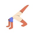 Man practicing yoga exercise, standing in asana, one-legged downward-facing dog pose. Stretching workout for healthy