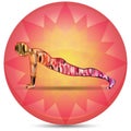 man practicing yoga in four-limbed staff pose. Vector illustration decorative design