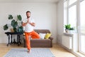 Man practicing yoga and meditation at home. A series of yoga poses. Lifestyle concept Royalty Free Stock Photo