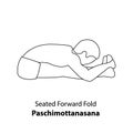 Man doing yoga seated forward fold line icon