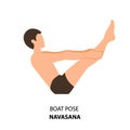 Man doing yoga Boat Pose or Navasana vector Royalty Free Stock Photo