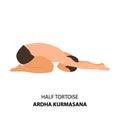 Man doing yoga half tortoise, ardha kurmasana vector