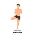 Man doing yoga tree pose or vrikshasana vector