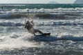 Kite boarder in Prasonisi Beache, Rhodes, Greece Royalty Free Stock Photo