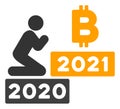 Man Pray Bitcoin 2021 Vector Flat Icon