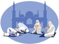 Man pray, prayer in islam. In minimalist style. Cartoon flat raster