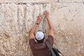 Man pray at the western wall, Jerusalem Royalty Free Stock Photo