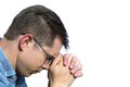 Man Praying on iSolated White Background Royalty Free Stock Photo