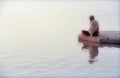 Prayers at the River Ganges, Varanasi, Uttar Pradesh, India Royalty Free Stock Photo