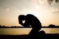 Man praying in the morning. Royalty Free Stock Photo