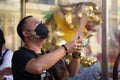 Man praying for the new year in Bangkok