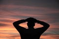 Man praying to god with arms outstretched stock photo Royalty Free Stock Photo