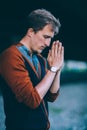 Man prays to God Royalty Free Stock Photo