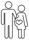 Man with pregnant woman. Couple expecting baby line icon Royalty Free Stock Photo