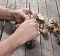 Man preparing artichoke Royalty Free Stock Photo