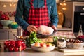 Man preparing delicious and healthy food in the home kitchen for christmas Christmas Duck or Goose Royalty Free Stock Photo