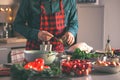 Man preparing delicious and healthy food in the home kitchen for christmas Christmas Duck or Goose Royalty Free Stock Photo