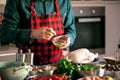 Man preparing delicious and healthy food in the home kitchen for christmas Christmas Duck or Goose Royalty Free Stock Photo