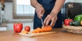 Man preparing delicious and healthy food in the home kitchen Royalty Free Stock Photo