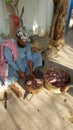 Man prepearing feed for crocodile