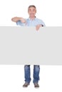 Man Presenting Blank Placard